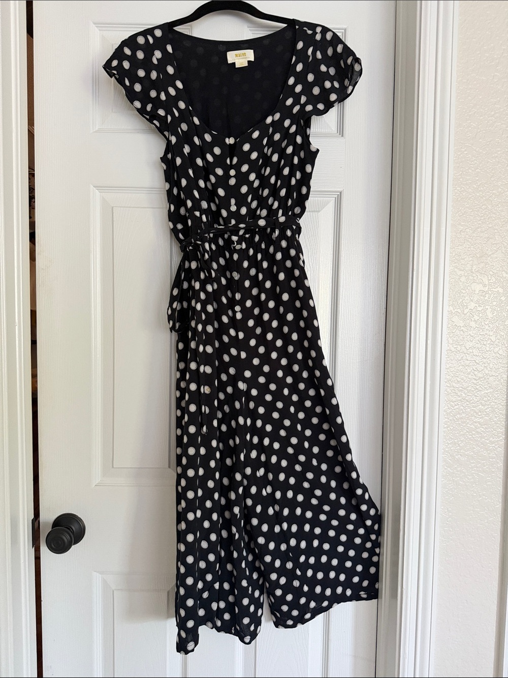 Maeve Black and White Polka Dot Jumpsuit